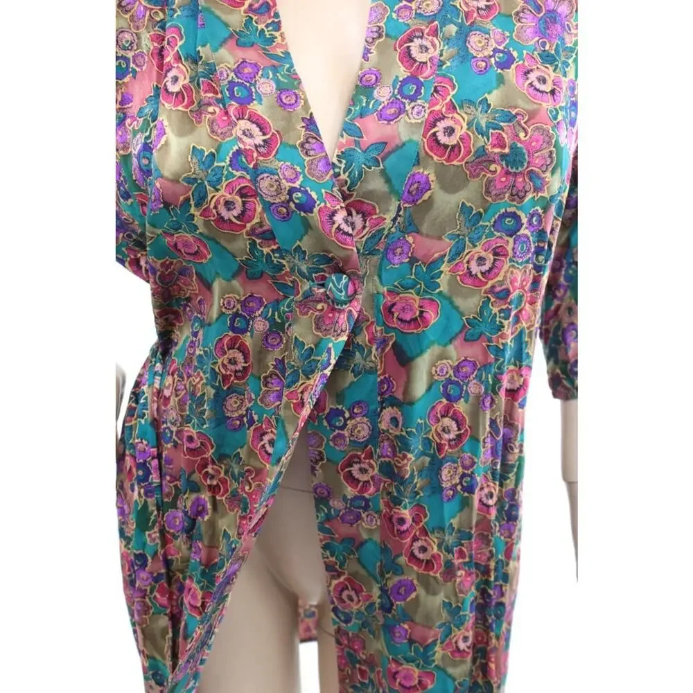 Vintage Gold Label Victorias Secret Silk Robe One Size S M L Belted Kimono Short